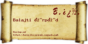 Balajti Árpád névjegykártya