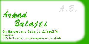 arpad balajti business card